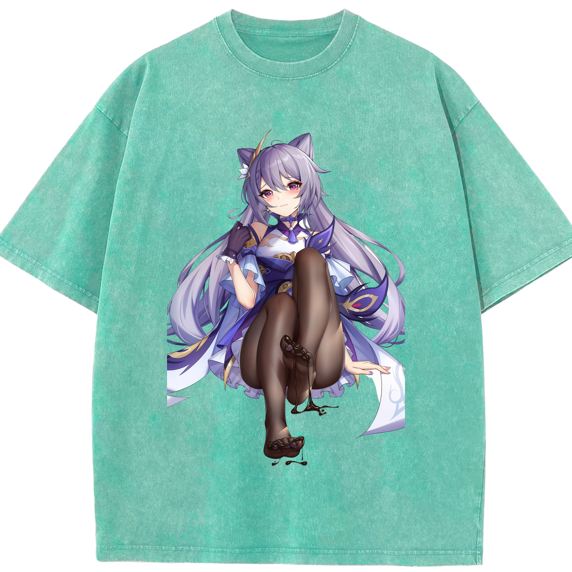 げんし神 刻晴 こくせい genshin Kokusei 綿100% ヴィンテージ風 半袖Tシャツ（フロントプリント）